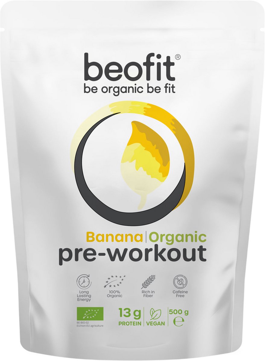 Beofit Pre-Workout Banaan 500g - Cafeinevrij Biologisch Vegan