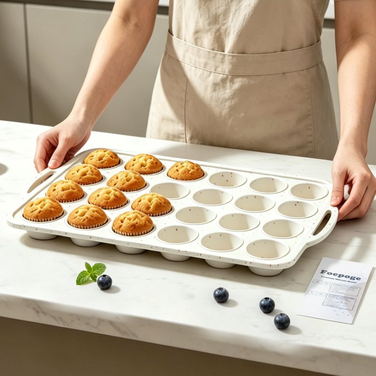 Omgoods - Mini Muffin Bakvorm - Silicone Tray met 24 Cups en Handvatten
