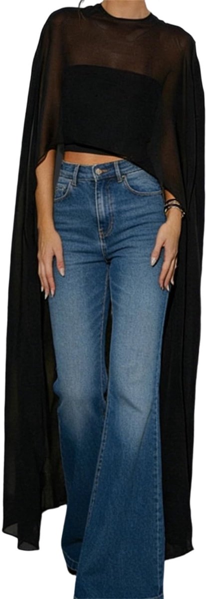 Omgoods - Elegante Vrouwen Chiffon Poncho Cape voor Bruiloft en Avondkleding
