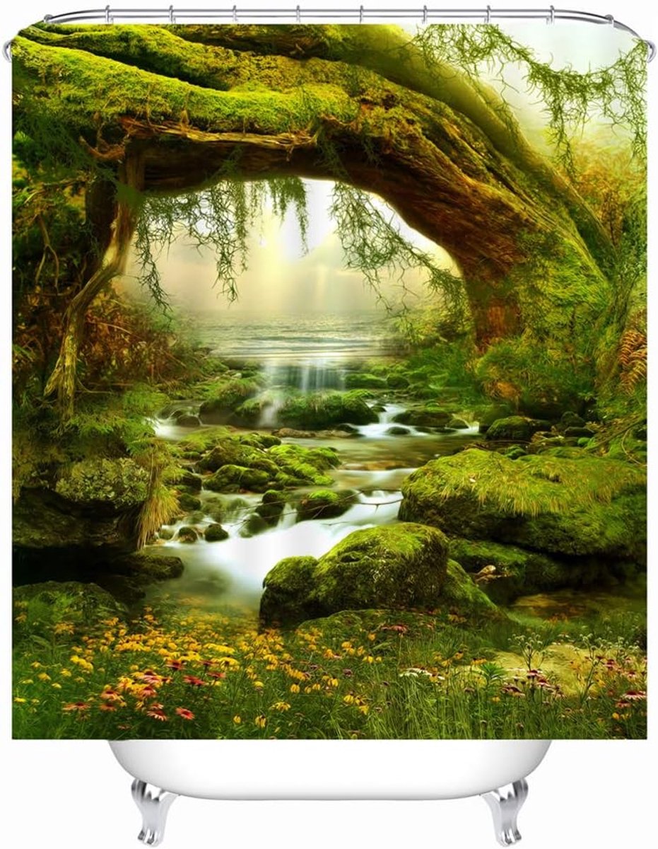 planten motief douchegordijn waterdichte stof anti-schimmel incl. 12 douchegordijnringen wasbaar badkuipgordijn 240x200cm 240*200cm (B*H) Patroon C