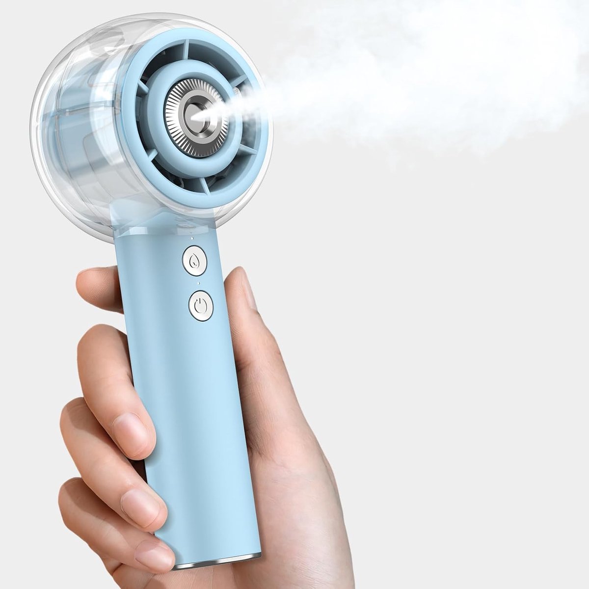 Vernevelingsventilator, Krachtige Mini USB Ventilator met Turbo Motor, 6000mAh Oplaadbaar, 4 Snelheden, voor Reizen en Buiten (Blauw)