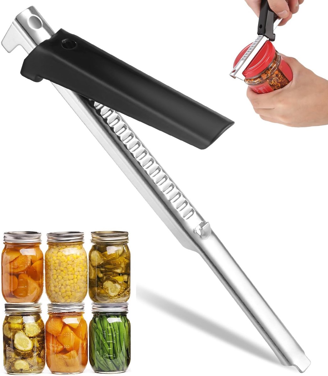 Blikopener, handmatige glasopener, schroefdekselopener, nieuwste verstelbare dekselopener voor schroefglazen, flesopener voor senioren, perfect voor artritis potjes, voor familie, picknick