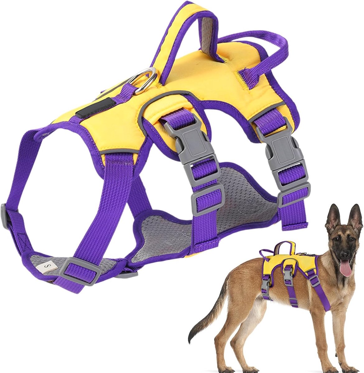 anti-trekfunctie, harnas voor middelgrote en grote honden, verstelbaar, harnai voor honden, geen trek, zacht, vooraan, harnai, voor chie/n, medium, L