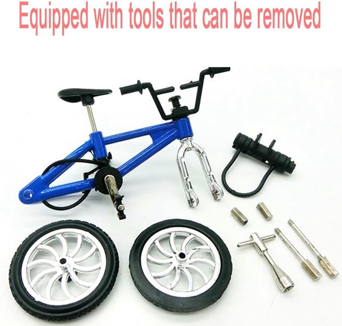 18-delige mini-vingerspeelgoedset, vingerskateboards, vingerfietsen, fiets, vingerscooter, klein schommelbord, vingertoppen, reservewielen, gereedschap