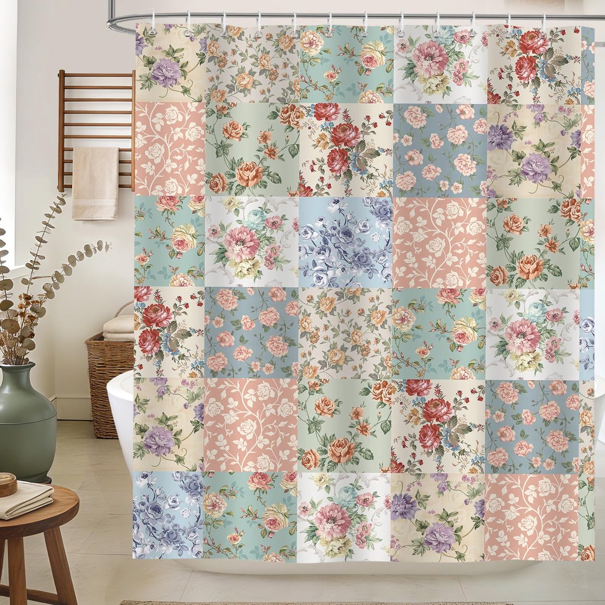 Omgoods - Vintage Boho Bloemen Douchegordijn 180 x 180 cm