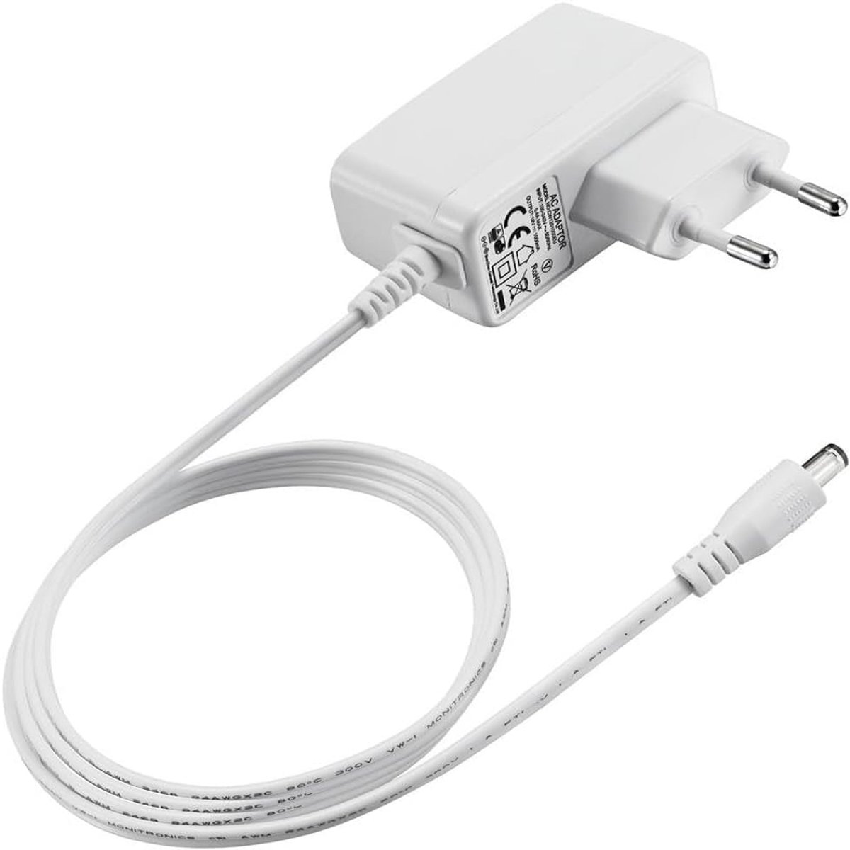 voeding, 6 V, 1 A, voeding, oplader 6 V, DC-aansluiting 5,5 x 2,1 mm, wit