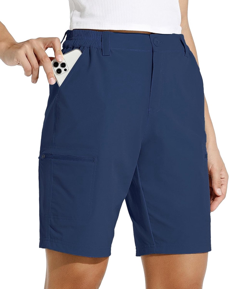 Shorts voor dames, 10 inch, wandelbroek, stretch, golf, actieve lange shorts, sneldrogend, wandelen, outdoor, lichte zomershorts