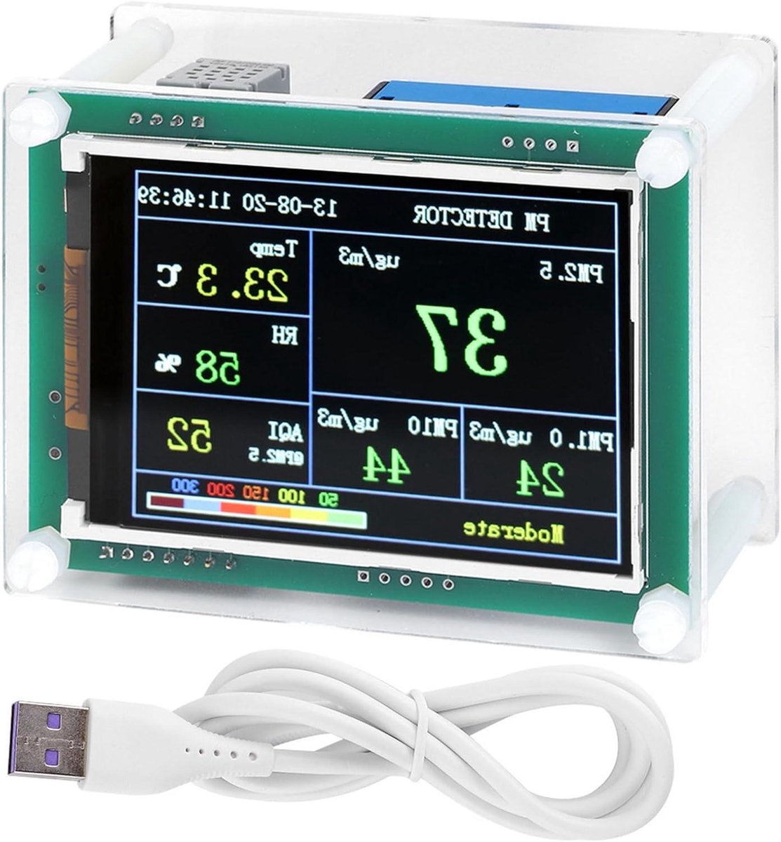 PM2.5 Detector - Luchtkwaliteit Monitor - Binnenlucht Meten - Snelle Arm Processor - 18x12x10 cm - Wit