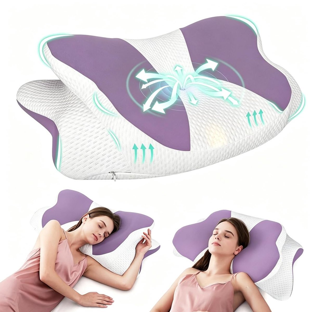 Omgoods - Traagschuim Neksteunkussen - Ergonomisch Koelkussen voor Slaapcomfort