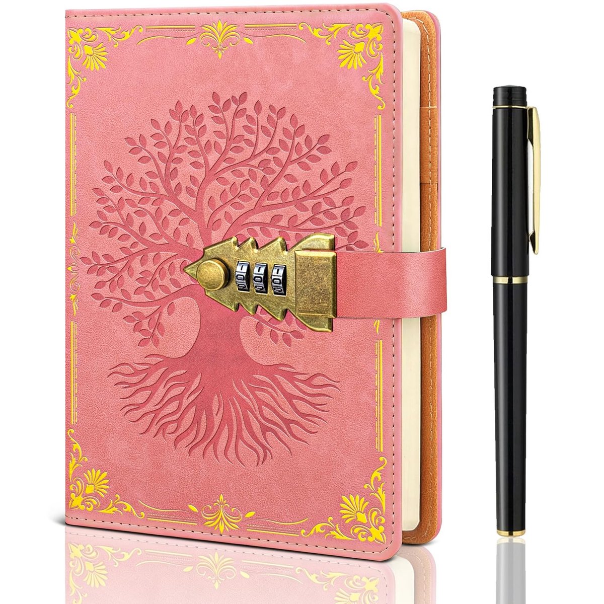 Omgoods - Dagboek met Slot voor Vrouwen en Mannen - Vintage Notitieboek met Pen Set