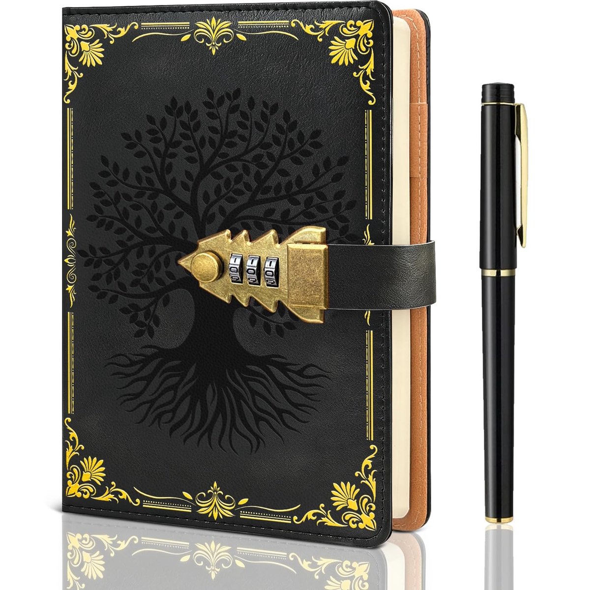 Omgoods - Vintage Dagboek met Slot A5 - Notitieboek met Pen Set voor Mannen en Vrouwen