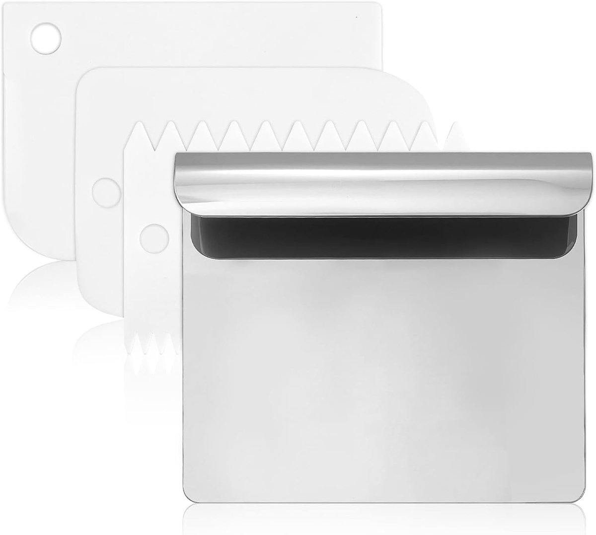 1 stuks deegschraper roestvrij staal, groenteschep, universele hulp deegschraper, keukenspatel voor fruit, groenten, deeg, brood, bakken, pizza, cake, koekjes, keukenbenodigdheden (14 x 12 cm).
