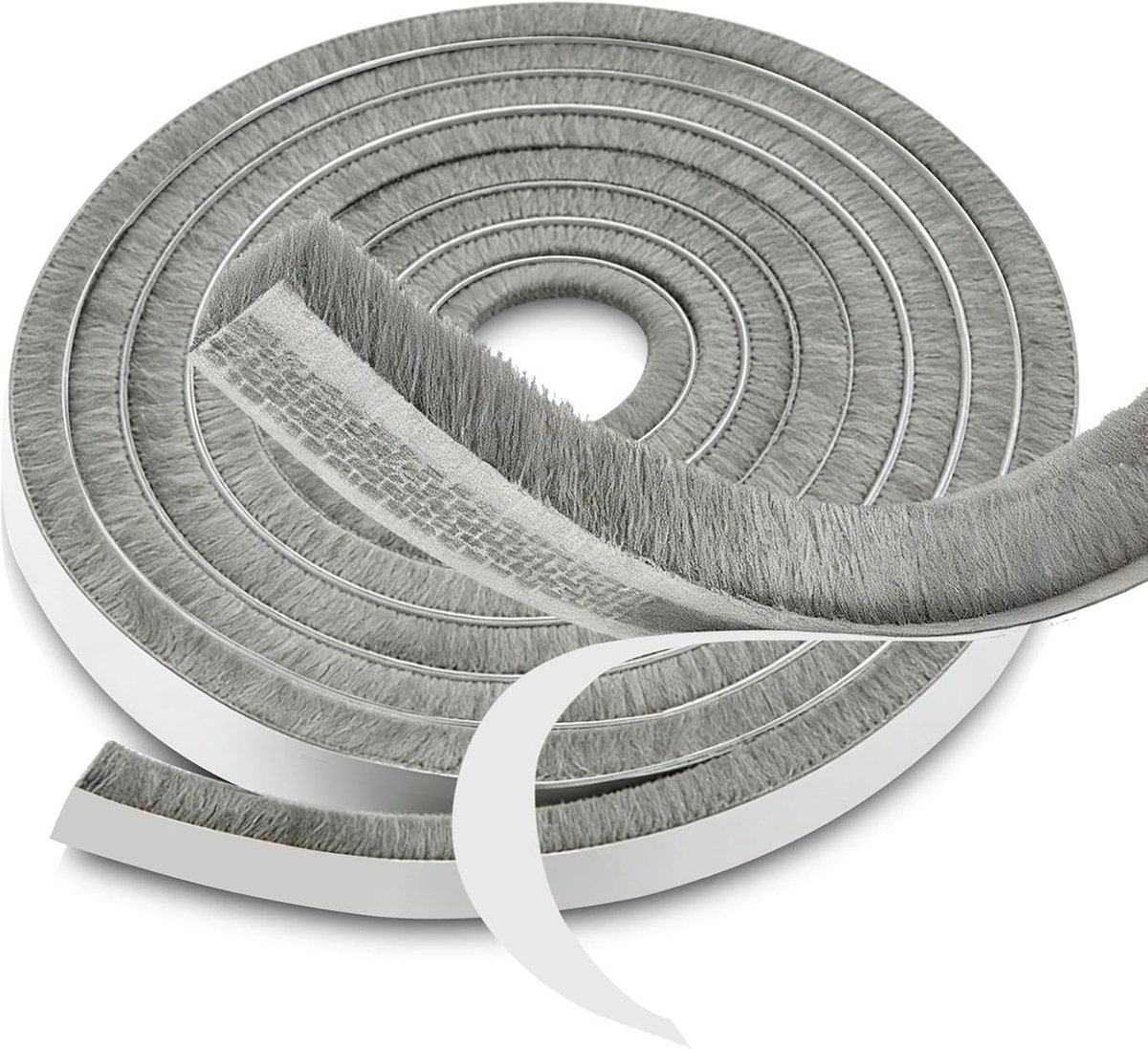 9 m borstelafdichting, zelfklevend, afdichtingsborstel, zelfklevende deurborstelafdichting, 9 mm (B) x 15 mm (D), deurafdichting, grijze borstelafdichting, rolluiken voor ramen, deuren