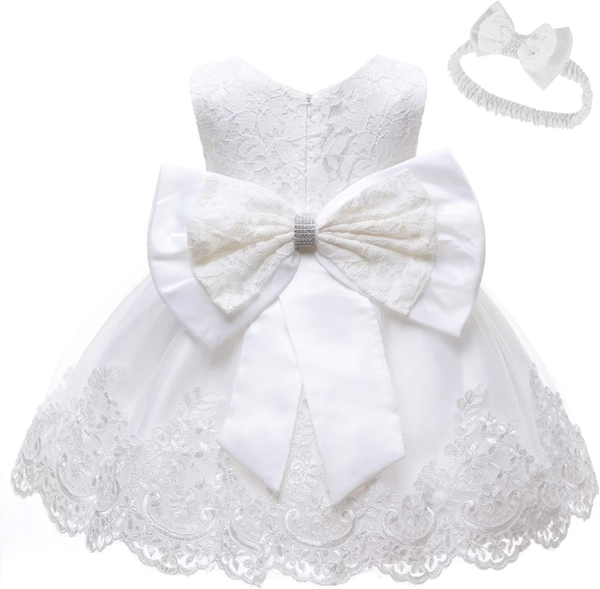 baby meisjes kanten jurk strik bloem jurken bruiloft optocht doopsel doop tutu jurk