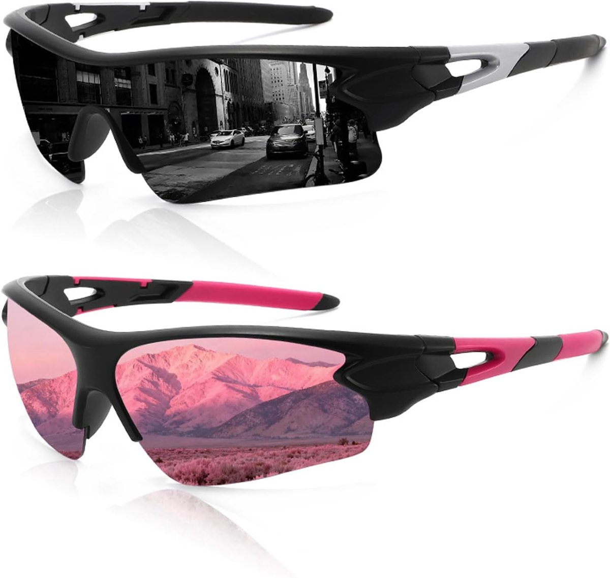 Sportzonnebril, hardloopbril voor heren, UV400-bescherming, voor fietsen, vissen, golf, hardlopen, autorijden, skiën, wandelen