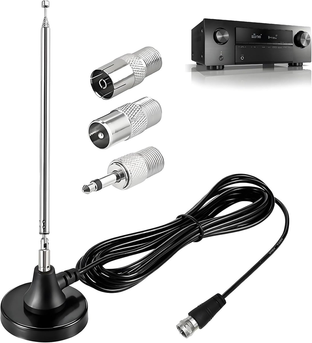 radio FM dab binnen, tv-antenne met magnetische voet, coaxkabel 3 m, 75 ohm, digitale terrestrische antenne, voor home smart tv, radio, eenvoudige installatie