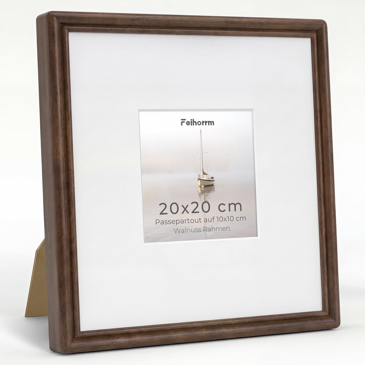 Omgoods - Houten Fotolijst 20 x 20 cm - Walnoot met Gehard Glas