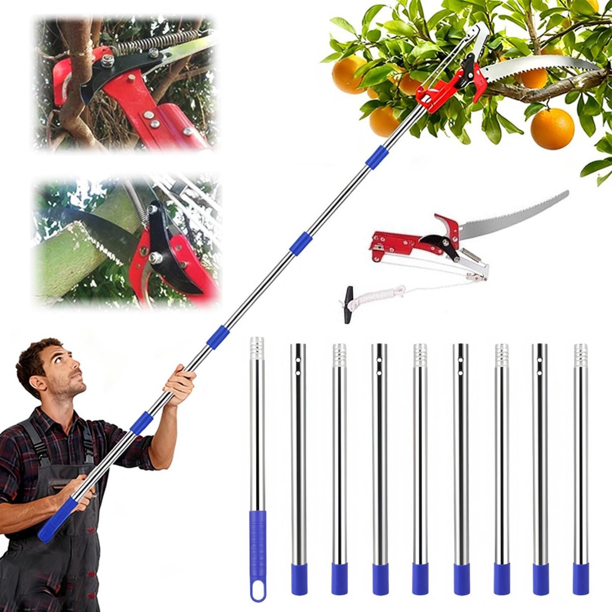 Omgoods - Telescopische Snoeizaag met 4 m Steel en Tas