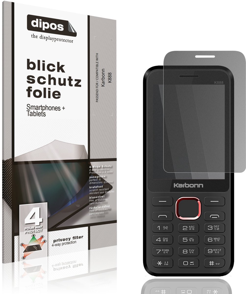 dipos – Matte Privacy Screenprotector geschikt voor Karbonn K888 | Anti-Spy Beschermfolie