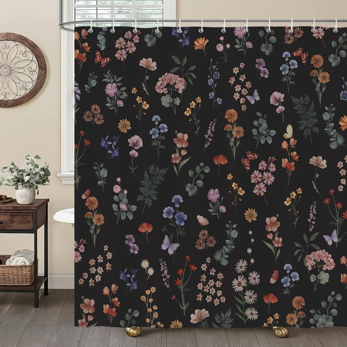 Omgoods - Vintage Douchegordijn Bloemen 180 x 180 cm Waterdicht en Wasbaar