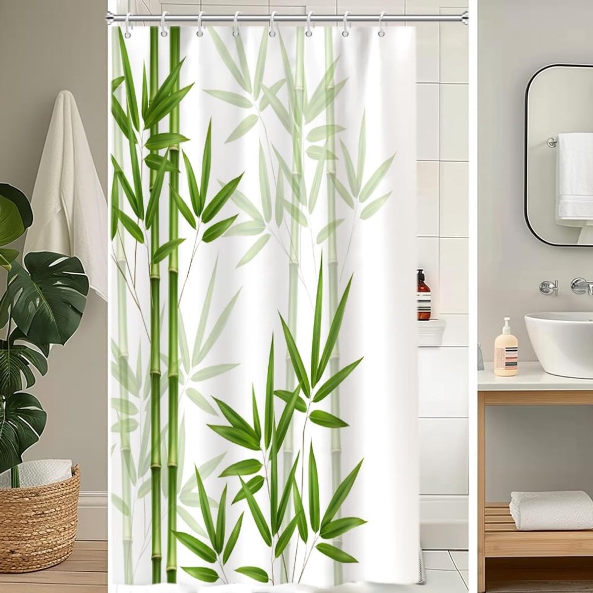 Omgoods - Douchegordijn 120x200 cm Mildew Resistant met Bamboe Patroon