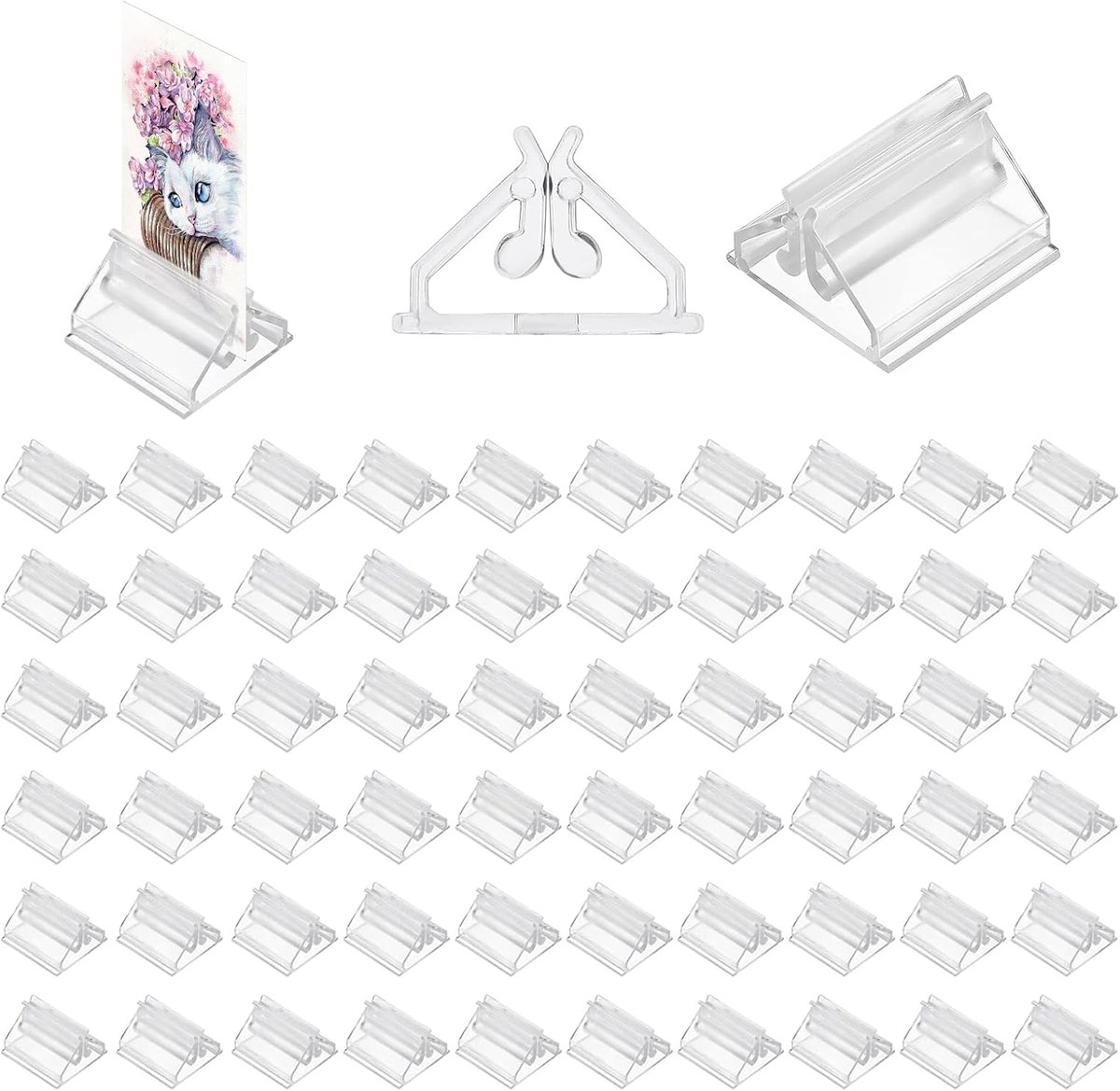 100 stuks kaartenstandaard, plastic, transparant, tafelkaarthouders, acryl, speelkaarthouders, transparante kaartenspelstandaard, plastic gamekaarten, standaard voor kaarten, foto's