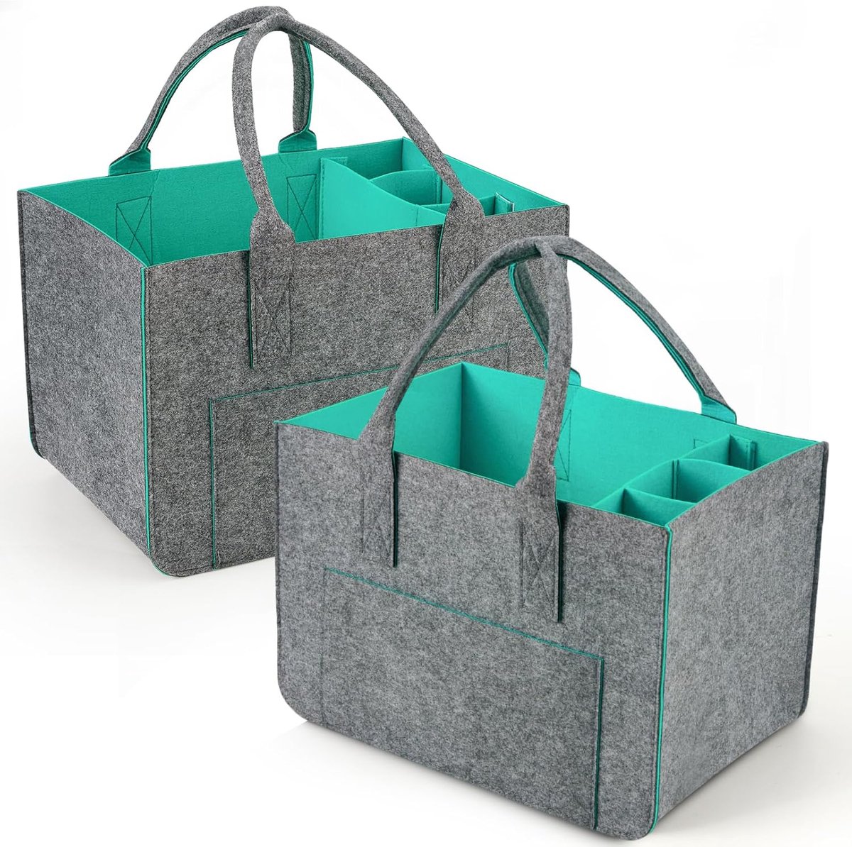 Boodschappenmanden, vilten tas, boodschappentas met vakken, vilten tas, groot, 30 liter, opvouwbaar, robuust, flessentas, brandhouttas, kledingmand, speelgoedtas, Eén maat