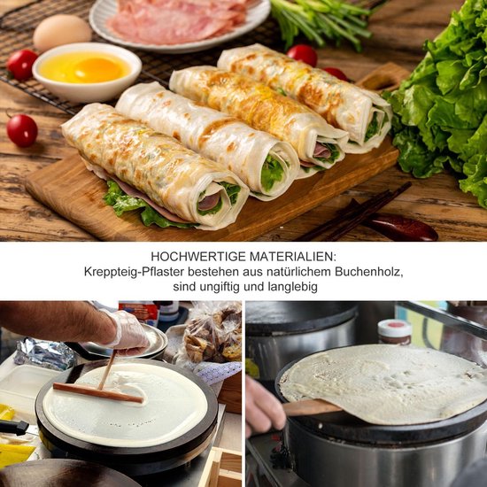 Pannenkoeken-accessoires voor pannenkoeken, multifunctioneel, 4 stuks, pannenkoeken, spatel voor pannenkoeken van hout, pannenkoekendispenser in T-vorm, voor pannenkoeken, galetten en pannenkoeken — afbeelding 4