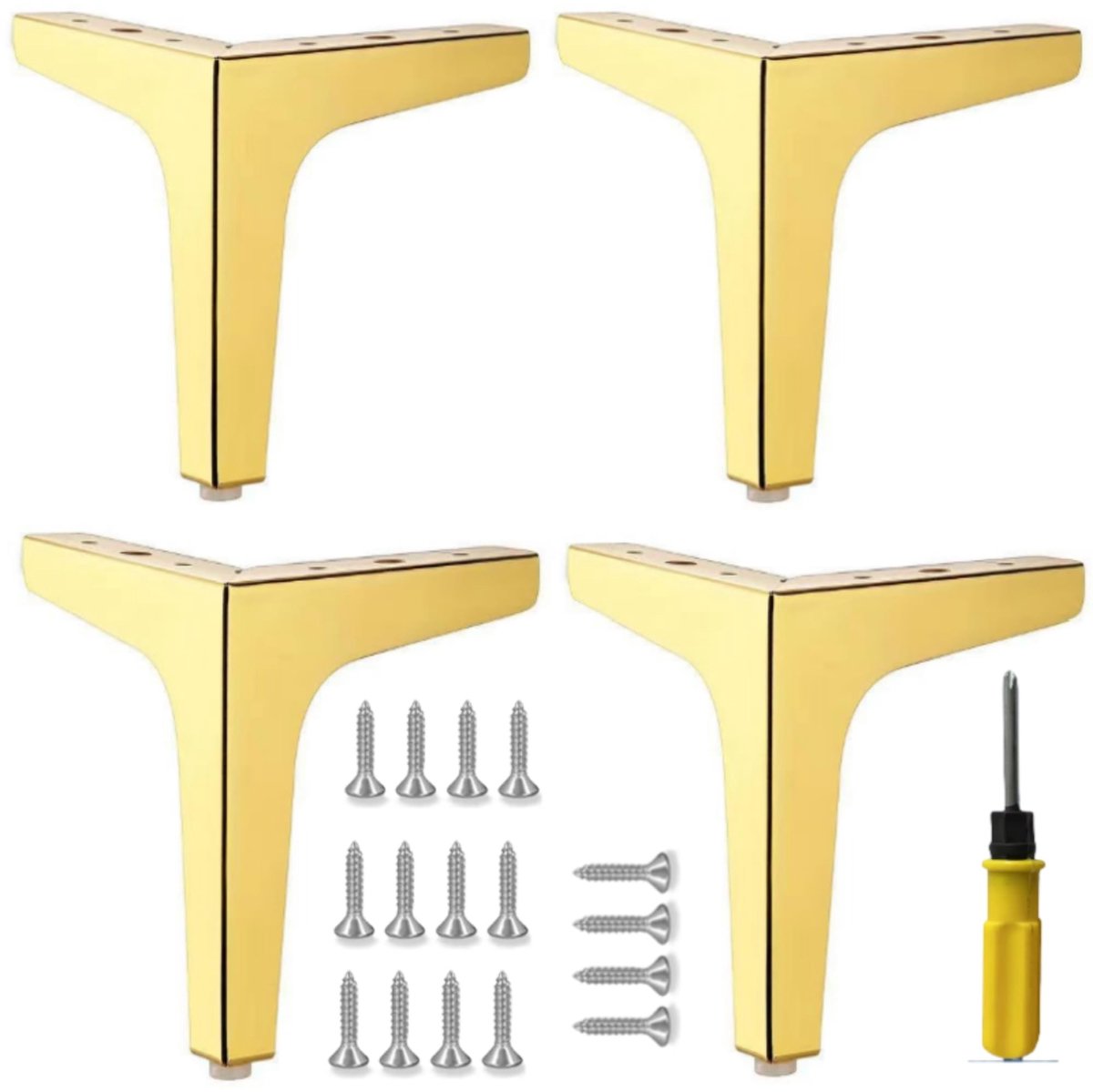 Omgoods - 4 Stuks Gouden Meubelpoten - Moderne Triangulaire Poten voor Meubels