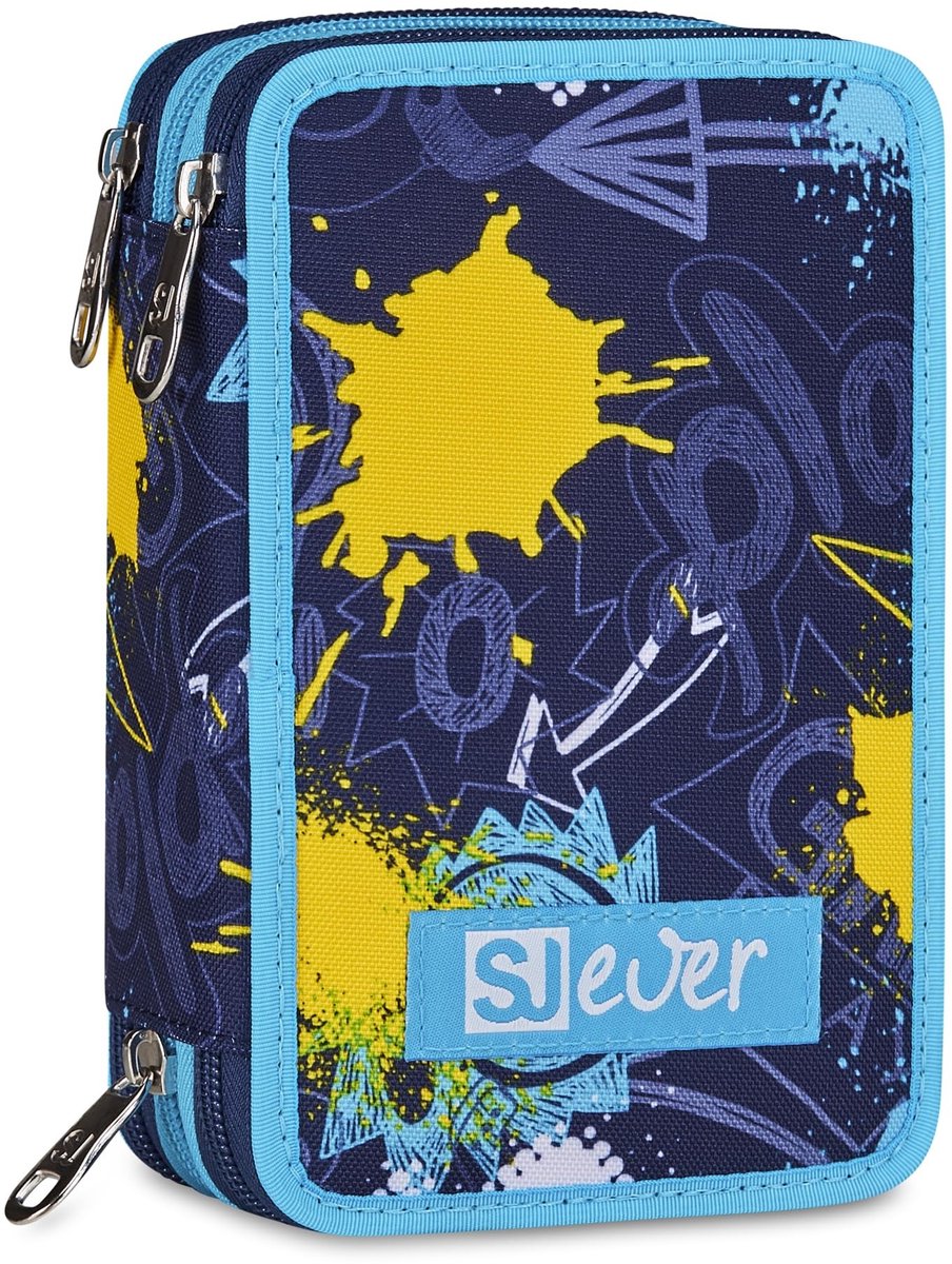 Omgoods - Moderne Pennenzak met 3 Ritsen - Blauw, Organiseer Jouw Schoolbenodigdheden