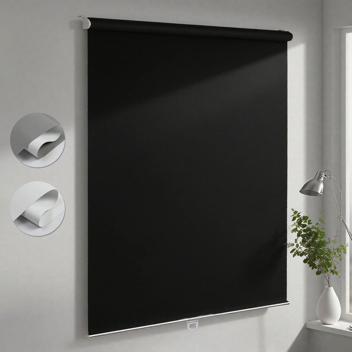 Omgoods - Blackout Rolgordijn Klemmfix Zonder Boren - 130 x 60 cm - Zwart