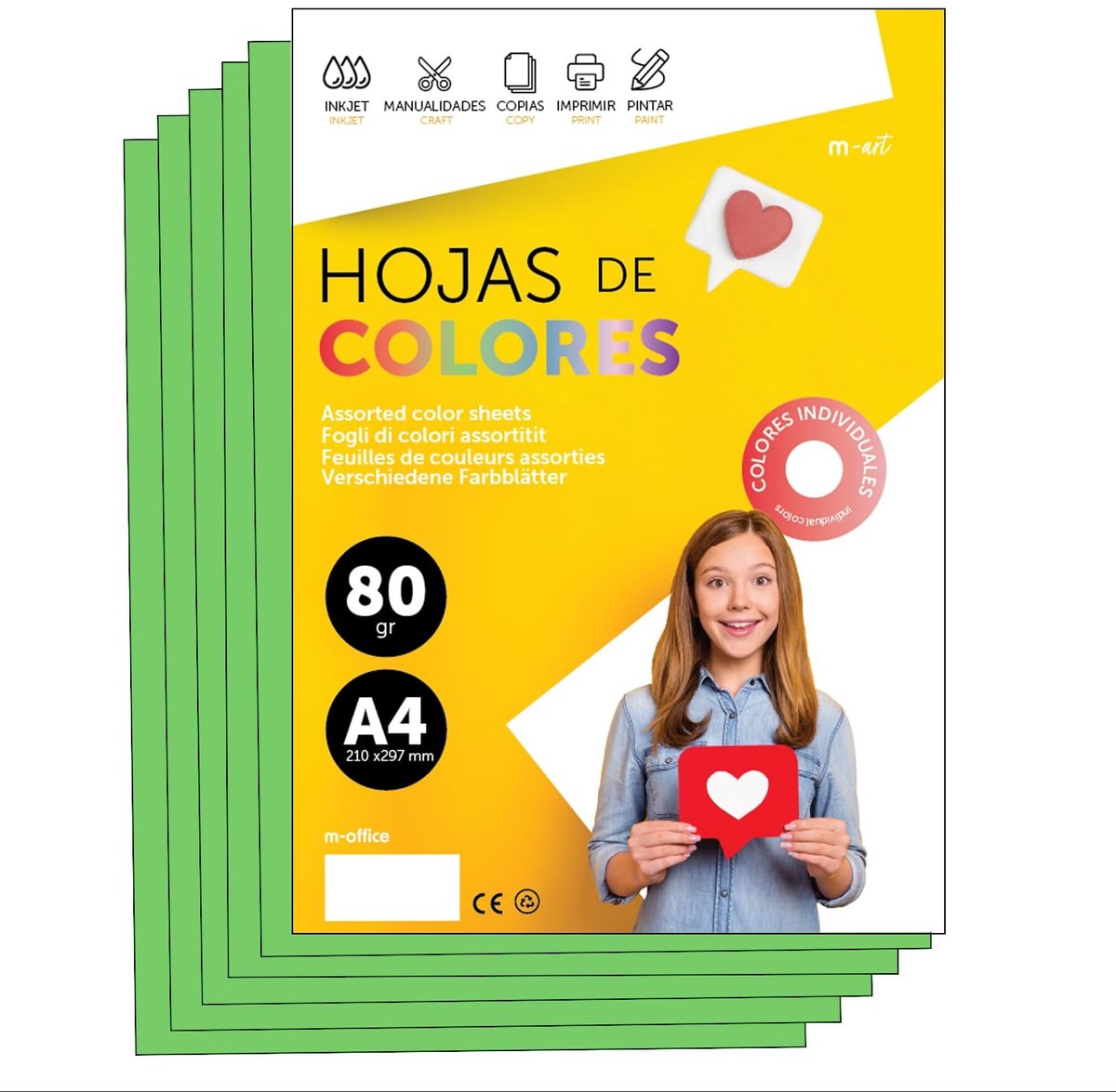 Omgoods - A3 Kleurfolie 80 g voor Printers en Creatieve Projecten, Assortiment van 500 Vel