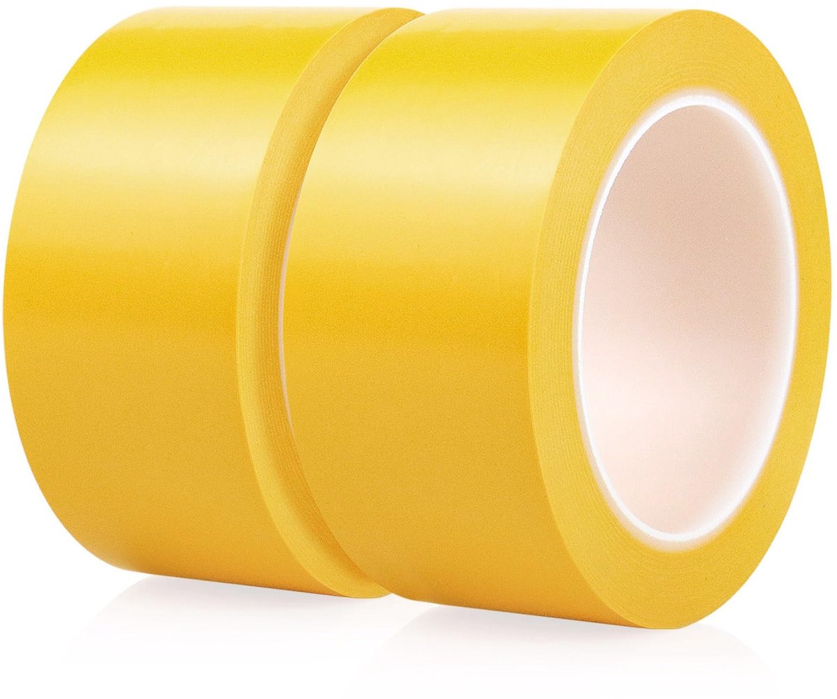 Omgoods - 2 Rollen Waarschuwings Tape - Geel, 50mm x 33m, PVC Zelfklevend voor Markering
