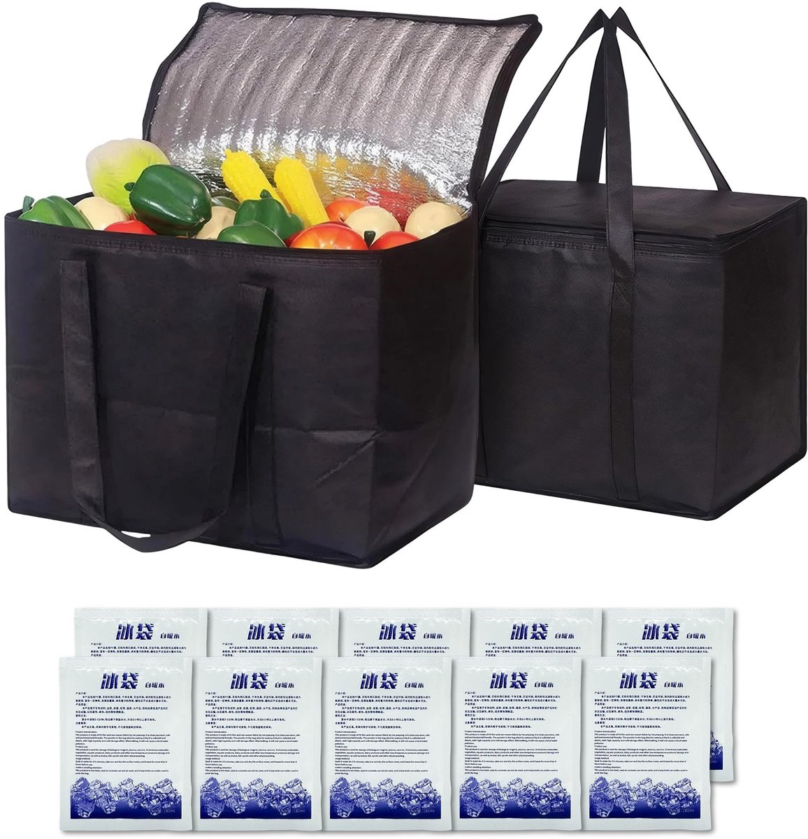 Omgoods - Set van 2 Koeltassen met 10 IJsboxen voor Perfecte Koeling