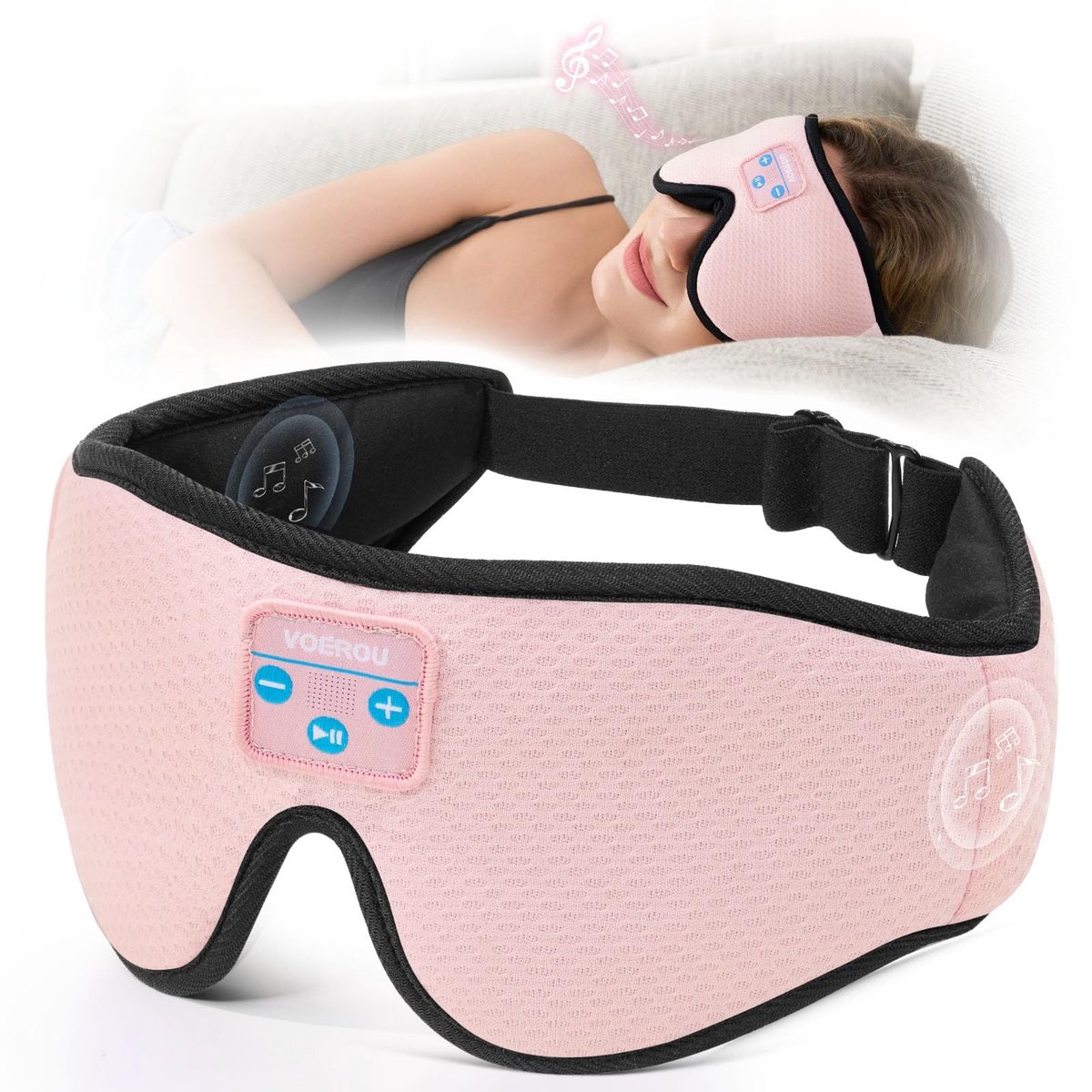 Omgoods - Voerou Draadloze Slaap Hoofdtelefoon met 3D Oogmasker - Ideaal voor Slaap en Meditatie