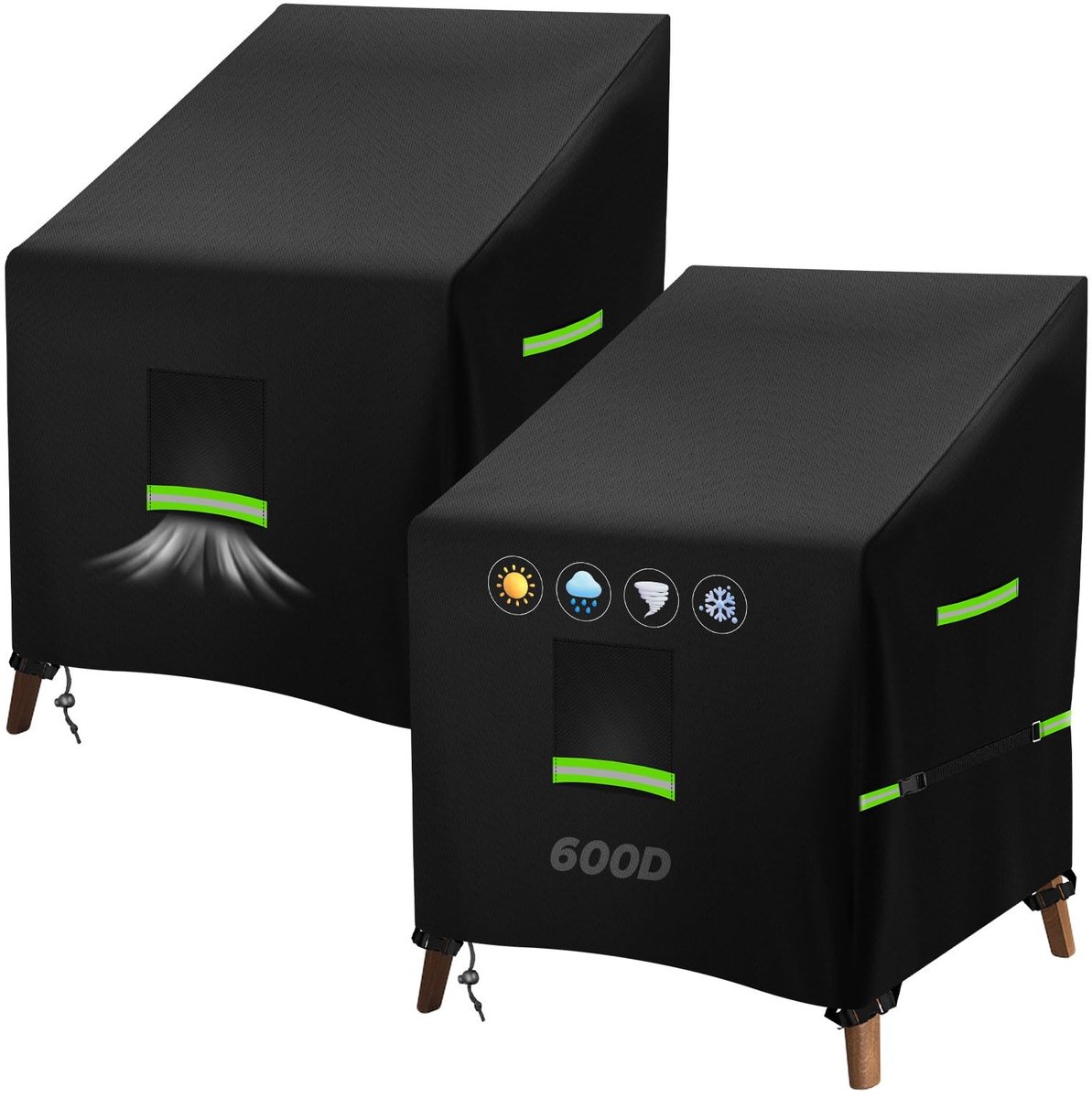 Omgoods - Set van 2 Waterdichte Stacking Stoelhoezen 71 x 91 x 80/120 cm