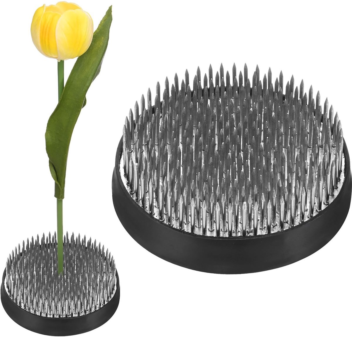 Omgoods - 2-Pack Bloem Kikker met Ronde Stalen Bloemspelden - Ideaal voor Bloemstukken en Decoratie