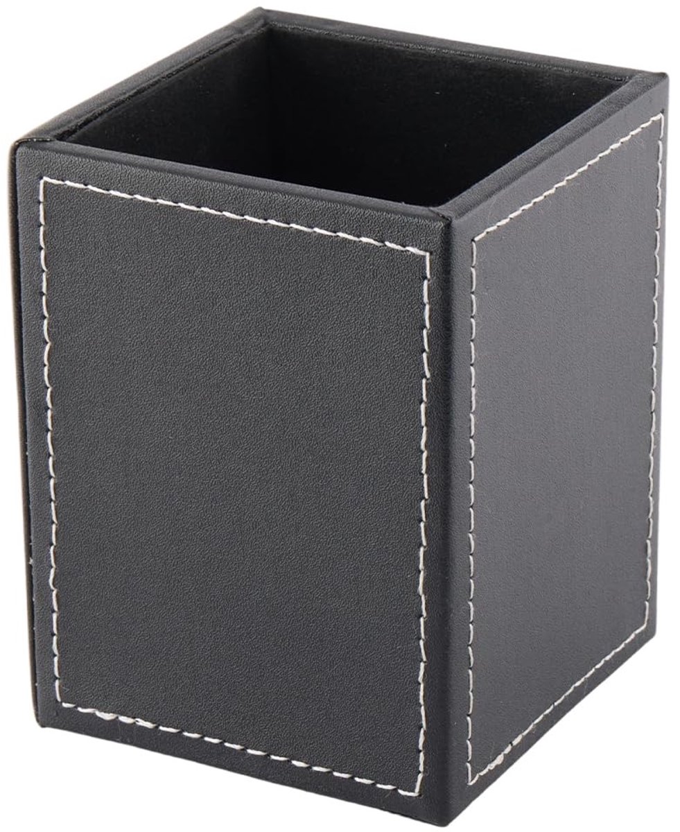 Omgoods - Zwarte PU Lederen Pennenhouder - Multifunctionele Bureau Organizer