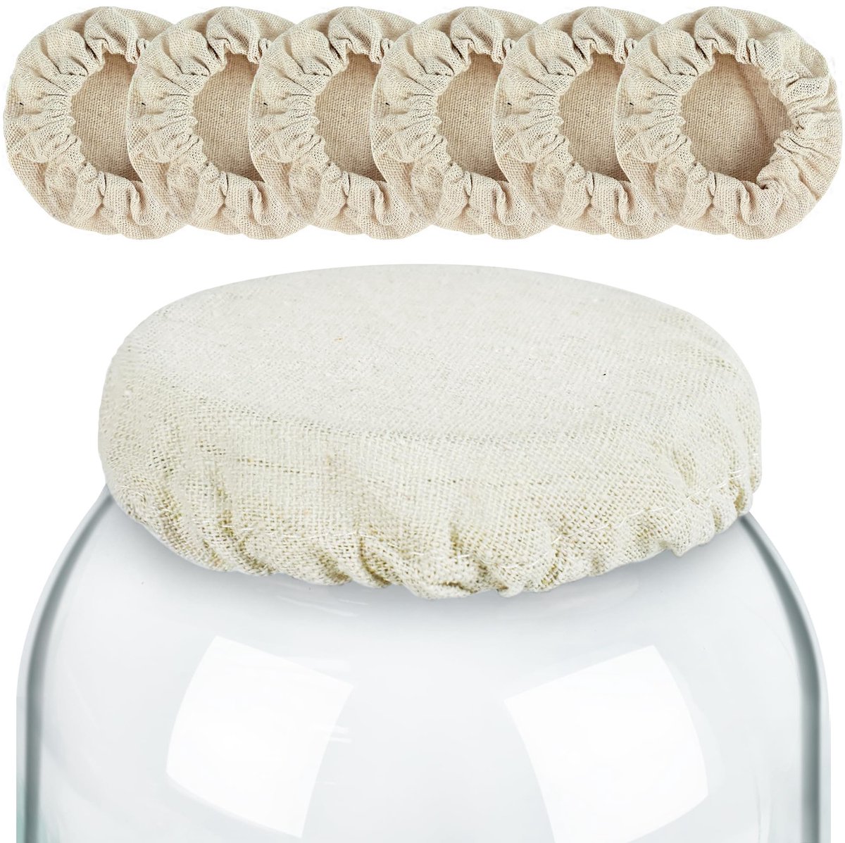 Omgoods - 6-Pack Herbruikbare Deksel voor Zuurdesem Jars - 100% Katoen