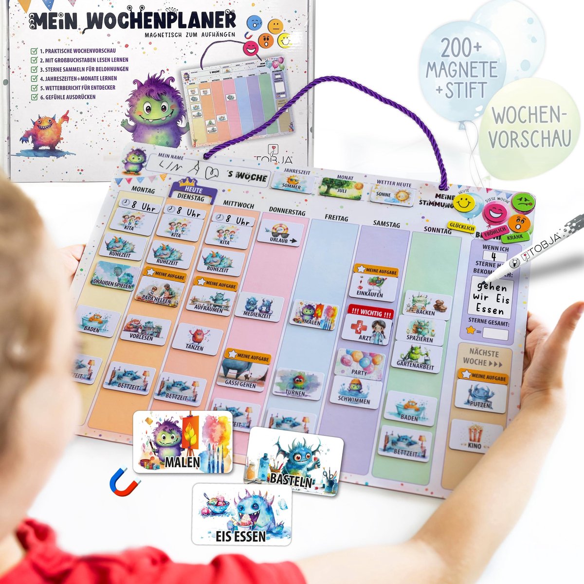 Omgoods - Kinder Weekly Planner met Beloningssysteem - Inclusief 200+ Magneten