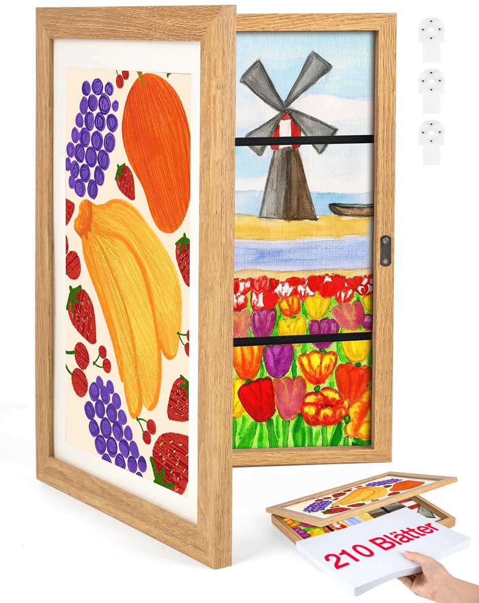 Omgoods - A4 Houten Foto Lijst voor Kindertekeningen - Eikenhout 25x34 cm