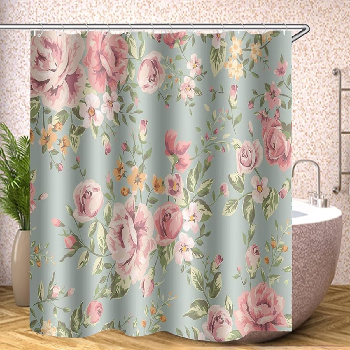 Omgoods - Bloemen Douchgordijn 120x200 cm en 180x200 cm