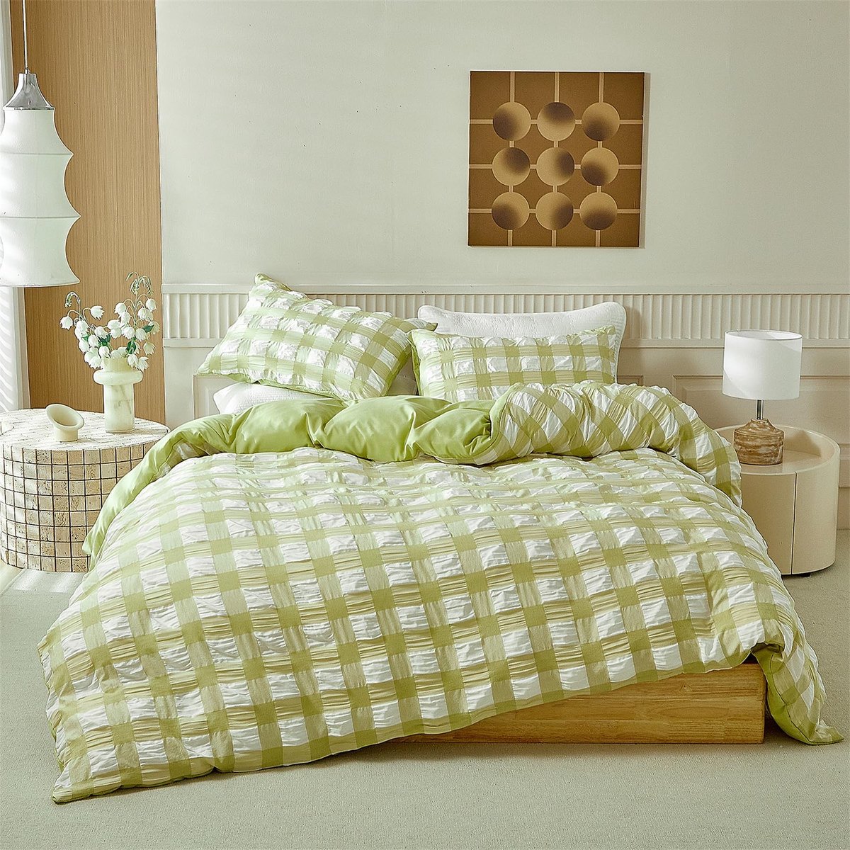 Omgoods - Seersucker Dekbedovertrekset 200 x 220 cm met 2 Kussenslopen