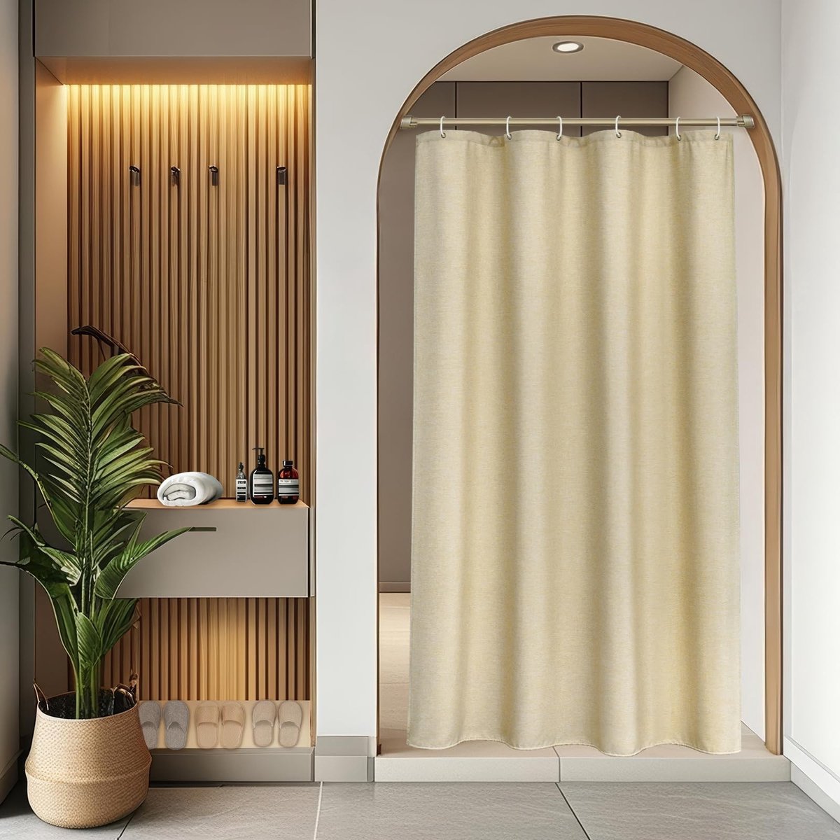 Omgoods - Luxe Waterdicht Douchegordijn Beige 90 x 200 cm