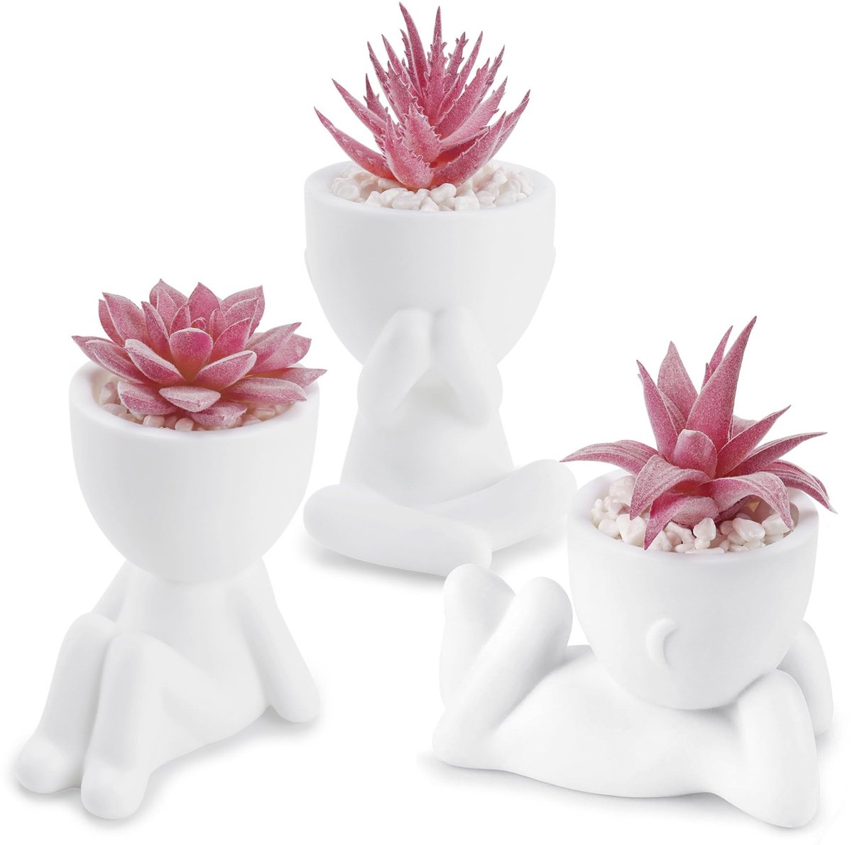 Omgoods - Set van 3 Nep Succulenten - Kunstmatige Desk Decor voor Vrouwen in Roze