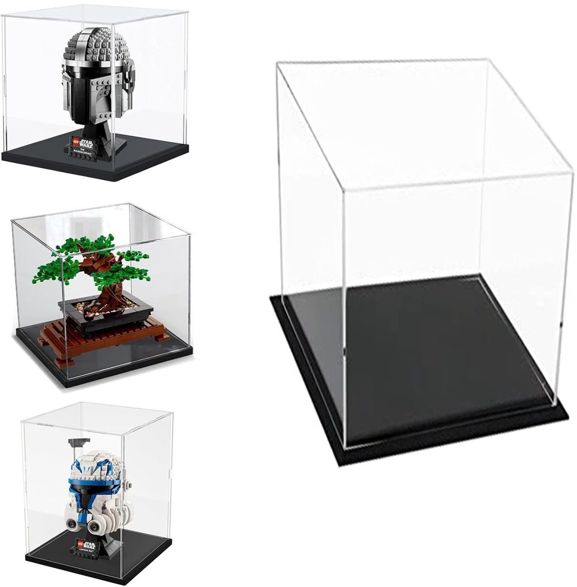 Omgoods - 3mm Dikke Acryl Display Case - Stofdichte Beschermdoos met Zwarte Basis