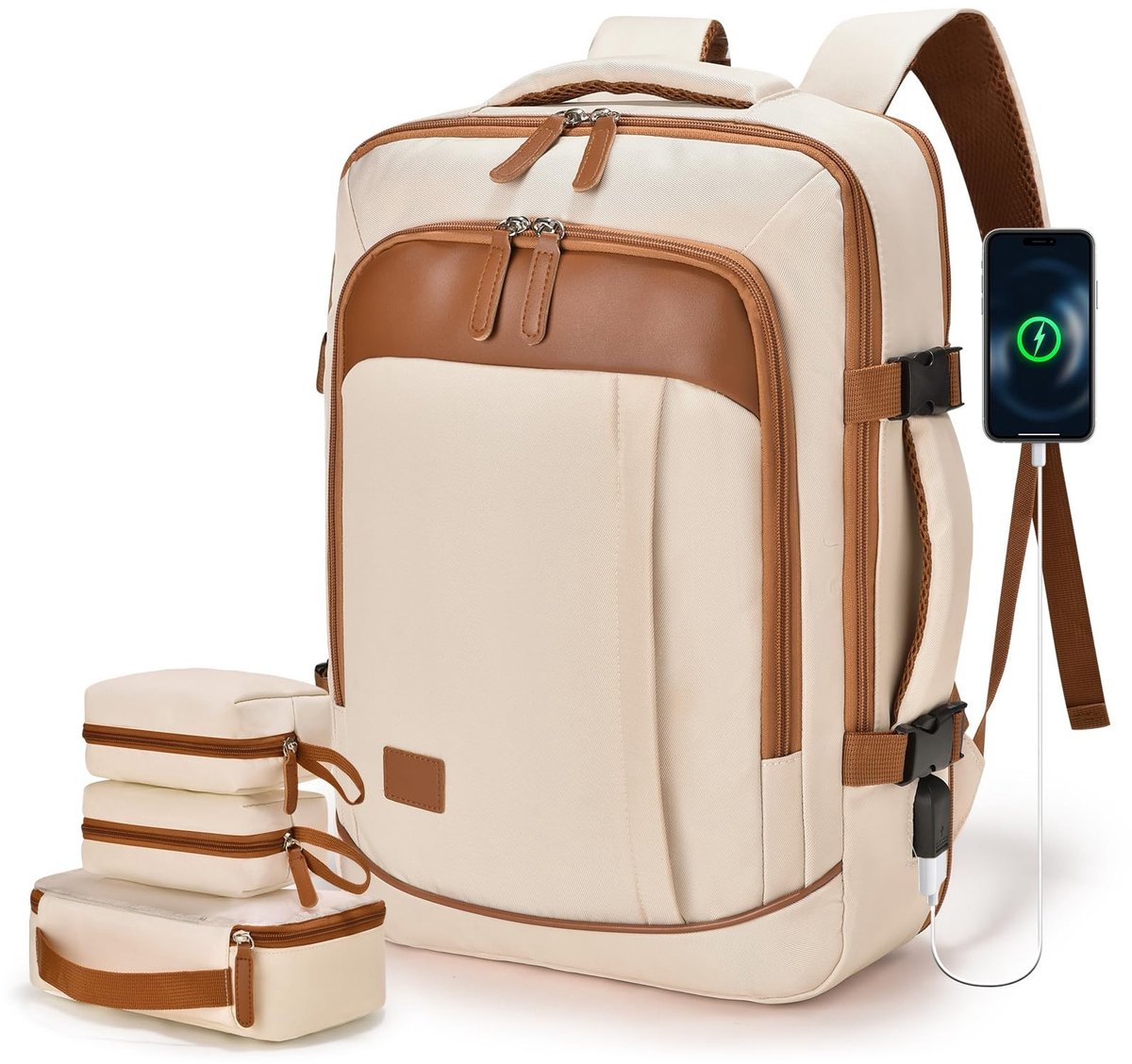 Omgoods - Uitbreidbare Reisrugzak met USB Oplaadpoort en Waterdicht Ontwerp