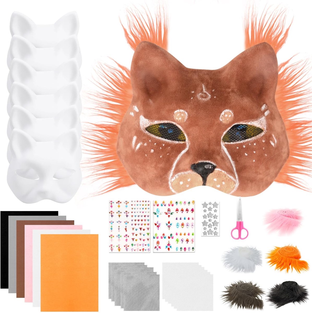 Omgoods - Therian Cat Mask Set - 34 DIY Kat Maskers voor Kinderen en Volwassenen