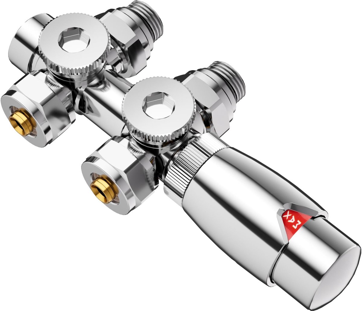 Omgoods - Multiblock Set voor Radiatoren met Thermostaat - Verbindingsstuk en Radiatorventiel