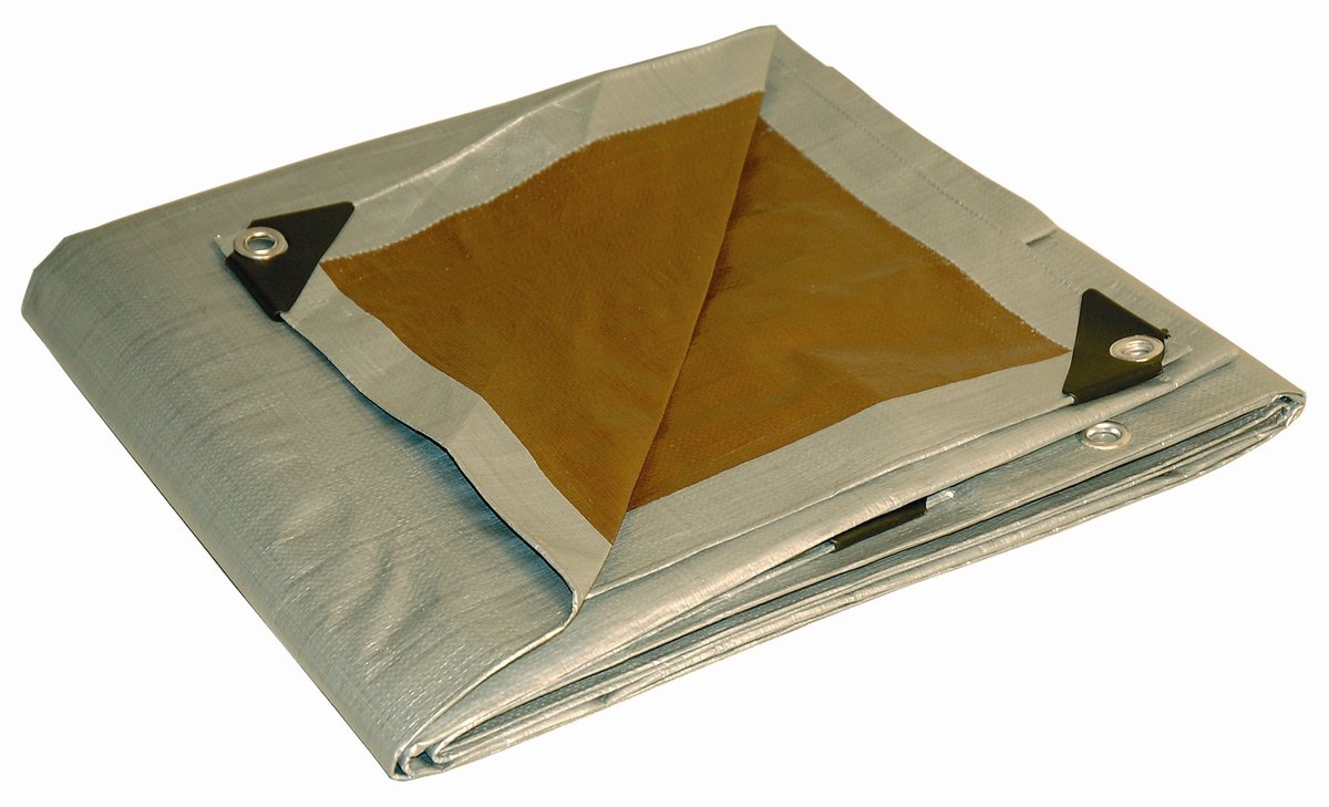 SnelShoppen - Heavy Duty Dekzeil 10x15 Voet, Polyethyleen Aluminium, Zilver/Bruin, Bescherming voor Tuin, Camping, Feest, Waterdicht en Duurzaam